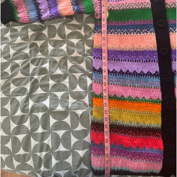 Vintage handmade sweater coat rainbow L - Picture 10 of 13